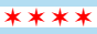 small web badge replica of the Chicago flag.  Four red 6-pointed stars in the center on a field of white, with two fields of light blue above and below them